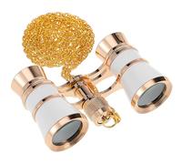 VERDANVERSE Vintage Style Opera Glasses Chain for Adults Compact Metal Binoculars Storage Pouch White Theater Binoculars for Concerts and Bird Watching