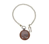 VERDANVERSE Vintage Wood Pocket Watch with Chain for Men, Decorative Hanging Watch Featuring Glass Cover and Alloy Details, for Daily Use and Attending A Party