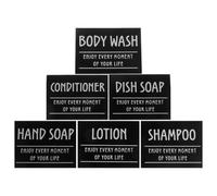 VERDANVERSE Waterproof Self-Adhesive Bottle Labels Washable Shampoo and Body Wash Dispenser Tags Minimalist PVC Stickers for Bathroom and Kitchen Organizing for Washroom Use