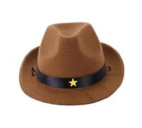 VERDANVERSE Wear-resistant Dog Puppy Hat Polyester Pet Cowboy Cap Star Decoration Brown for Outdoor Travel and Party Accessory