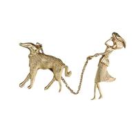 VERDANVERSE Woman Walking The Dog Brooch Alloy Pin Brooch Design Badge for Sweater Dog Lover Women Accessories