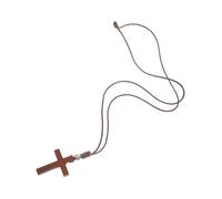 VERDANVERSE Wood Cross Necklace for Men Women Long Chain Crucifix Pendant Thoughtful for Easter Bible and Special Occasions Light Brown Jesus Cross Jewelry