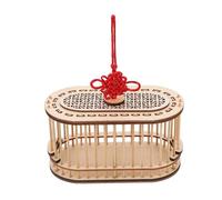 VERDANVERSE Wooden Grasshopper Cage Portable Double-compartment Oval Insect Habitat Small Breeding and Transport Box for Outdoor Use
