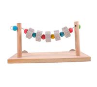 VERDANVERSE Wooden Hamster Platform Lava Block Chew Toy and Parrot Swing Stand Bird Perch for Cage Training and Small Pet Play