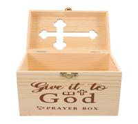 VERDANVERSE Wooden Prayer Keepsake Box with Cross Elegant Beige Wood and Iron Material, Intricate Hollow Design for Organizing Prayer Request Cards and Scripture in Home or Church