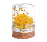 VERDANVERSE Yellow Immortal Flower Glass Dome Ornament for Home Decor