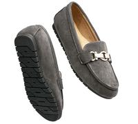 VERDASCO Women's Dark Grey 8.5 US Wide Loafers, Casual & Work, Flat Heel, Solid, Buckle, Memory Foam Insole