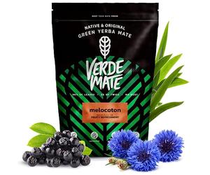 Verde Mate Green Melocoton 0.5kg | Herbal-fruit yerba mate with peach | Chokeberry, blackberry, peach | Lemongrass, cornflower petals | Natural additives | Brazilian yerba mate | 500g