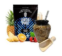 Verde Mate Mas IQ Yerba Mate Tea Set | Natural Strong Energy Drink | Mate Tea Complete Set | Begginer's Kit | Yerba Mate Verde Mate Mas IQ Booster 500g|Ceramic Bird Cup Gourd 300ml|Stainless Bombilla