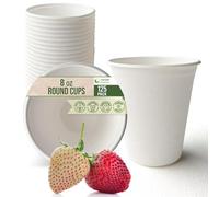 Verde Planet - 8 Oz Bagasse Disposable Cups - Tree-Free Sugarcane Fiber Drinking Cups - Ecofriendly, Sturdy, White Small Sample Cups - Compostable Coffee Cups for Hot & Cold Liquids - White, 100 Count