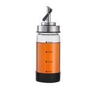 Verdental 7 oz Small Glass Oil Dispenser Bottle for Kitchen Stainless Steel Cruet Pourer Spout for Olive Oil Vinegar Coffee Syrup Soy Sauce Other Liquids with Non-slip Silicone Ring and Labels (200ml)