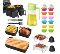 Verdenu 21 Pcs Air Fryer Accessories for Ninja Foodi Flexdrawer Air Fryer AF500UK/AF500UKCP, with Oil Sprayer, 1 * 10.4L & 2 * 5.2L Air Fryer Silicone Liner for Ninja Airfryer Accessories