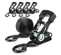 VerdeTrove Heavy Duty Ratchet Tie Down Straps - 4.5M x 25MM （800KG Break Strength）Ratchet Straps with Hooks Transport Tie Downs for Secure Cargo & Equipment Fastening (4PCS/BLACK)