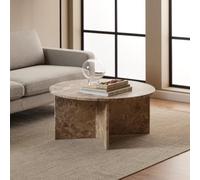 verdun marble round coffee table in matt latte brown