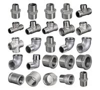 VerdureJ 1/2" 3/4" 1" BSP Female-Male Thread 304 Stainless Steel Equal Reducer Pipe Fitting Straight Elbow Tee Type Coupler Connector(NO.3)