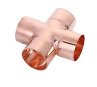 VerdureJ 15/16/22/28/35/45mm Inner Dia Copper End Feed Solder Cross 4 Way Coupler Plumbing Fitting Connector(28mm)