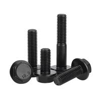 VerdureJ M10 M12 M14 M16 Black Grade 10.9 Carbon Steel Flanged Hex Head Bolt Cap Screw Fine Thread Pitch 1.25/1.5mm(55mm,M10x1.25(1pcs))