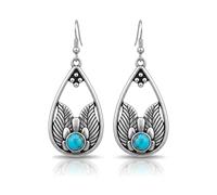 VERECICLY Boho Turquoise Dangle Earrings Vintage Silver-tone Metal Drop Earrings for Women, M, Metal, No Gemstone