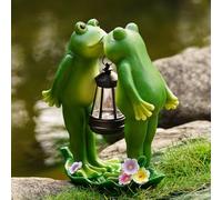 Vereemy Solar Frogs Statue for Garden Mother's Day Decorations Solar Lantern LED Yard Decorations for Porch Patio,Yard,Lawn - Frog Statue Gifts for Women Mom Grandma (Kiss Frog)