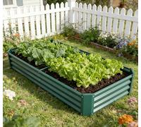 VERFARM Metal Galvanized Raised Garden Bed Kit, 6 x 3 x 1 ft Galvanized Steel Raised Garden Planter Box Outdoor with Open Base for Growing Vegetables/Flowers/Herbs/Fruits/Succulents, Green