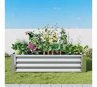 VERFARM Raised Bed Set Made of Galvanised Metal, Plant Bed, Raised Beds for Garden, 120 x 60 x 30 cm, Raised Bed Kit for Vegetables, Flowers, Succulents, Herbs, Flower Bed & Plant Trough, Rectangular