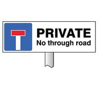 Verge sign - Private No through road 450x150mm (post 800mm) by Caledonia Signs