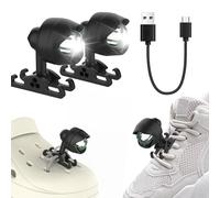 Vergissm 2Pcs Rechargeable Headlights for Shoe, Waterproof Hands Free Flashlights for Kids Adults, LED Shoe Light with 3 Light Modes for Dog Walking, Camping, Running (Black)