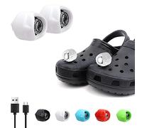 Vergissm Rechargeable Headlights for Croc, 2 PCs LED Flashlight for Croc, Waterproof Hands Free Flashlights with 3 Lighting Modes, Novelty Clog Lights for Camping, Dog Walking (White)