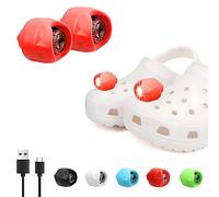 Vergissm Rechargeable Headlights for Croc 2pcs, Flashlights Attachment for Croc, Croc Lights for Shoes with 3 Light Modes for Camping, Dog Walking, Light Charm Accessories for Adult Kid (Red)