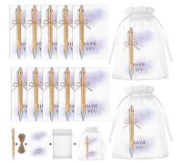 Vergissmeinnicht 12 Sets Thank You Gift Inspirational Bamboo Ballpoint Pens | Employee Appreciation Gifts Personalised Motivational Pens Thank You Cards Organza Bags for Colleague Teacher Nurse Volunteer