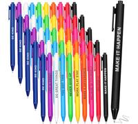 Vergissmeinnicht 50 Pcs Quotes Inspirational Ballpoint Pen Colorful Bulk Motivational Pen Novelty Retractable Stylus Writing Pens Encouraging Black Gel Ink Pens for School Office Supplies