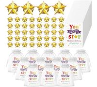 Vergissmeinnicht 50 Sets Employee Appreciation Gifts Star Badge Lapel Pin | Thank You Gift Inspirational Greeting Cards Organza Bag for Teacher Staff Coworkers Employee Volunteer Easter Party Supplies