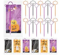 Vergissmeinnicht 54 Sets Halloween Pens Halloween Pumpkins Bats Ghosts Ballpoint Pens Bulk and Exchange Card Gift Set for Halloween Party Supplies Rewards Gift Exchange Office Supply