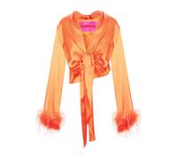 VERGUENZA feather-trimmed knotted shirt - Orange 42