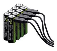 VERICO LoopEnergy AA 2550 Rechargeable USB-C Battery AA 1.5 V 2550 mWh (1700 mAh) Li-Ion, Quick Charge via USB-C Connection in Approx. 2 Hours, 4 x AA, Colour: Green