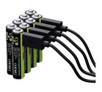LoopEnergy Rechargeable USB-C Battery AAA 1.5 V 900 mWh (600 mAh) Li-Ion, Quick Charge via USB-C Port in Approx. 2 Hours (4x AAA)