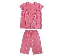 VERIDIANFLOW Bedridden Patient Clothing Post Surgery Pajamas Short Sleeve Shorts Set Tear Away Hospital Gown(Red,XXL)