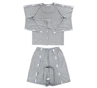 VERIDIANFLOW Bedridden Patient Clothing Post Surgery Tear Away Tops Short Sleeve and Pants Set Tear Away Shorts(Grey,M)