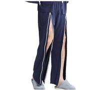 VERIDIANFLOW Men's Post Shoulder Surgery Shirts Long Sleeve Tear Away Pants Full Open Adaptive Clothing Patient Pajamas(Blue B Pants,XL)