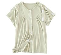 VERIDIANFLOW Post Shoulder Surgery Shirt Short Sleeve, Tear Away Shorts, Womens Bedridden Patient Clothes(Green Top,M)