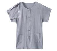 VERIDIANFLOW Post Shoulder Surgery Shirts for Men Tear Away Pants Full Open Bedridden Patient Clothing(Grey Top,M)