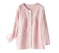 VERIDIANFLOW Post Shoulder Surgery Shirts Recovery Long Sleeve Full Open Dialysis Chemo Clothing Patient Nursing Tear Away Pants(Pink Top,XL)