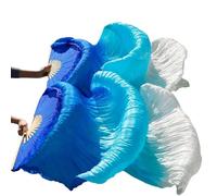 VERIDIANFLOW Silks Belly Dancing Fans,Veil Fans Real/Imitation Bamboo Ribs Handmade Dyed Performance FanSilkSilk Fan(1a,L 180x90cmReal Silk)