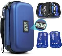 Verifine Insulin Cooler Travel Case TSA Approved - Refrigerated Medicine Cooling Bag with Digital Temperature Display & 2 × 180g Ice Packs