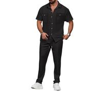 Veriliss Men's Tracksuits 2 Piece Shorts Sleeve Jogging Suits, Black, XL