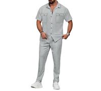 Veriliss Men's Tracksuits 2 Piece Shorts Sleeve Jogging Suits, Gray, L