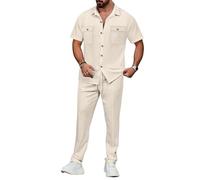 Veriliss Men's Tracksuits 2 Piece Shorts Sleeve Set, Apricot, L