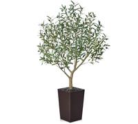 VeriNatural Artificial Olive Tree 150 cm - Large Artificial Plants Indoor with Fruits & Silk Leaves, UV Resistant - Fake Plants with Brown Taper Planter for Living Room Office Balcony Outdoor, VN156