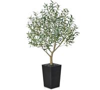 VeriNatural Artificial Olive Tree 150 cm - Large Artificial Plants Indoor with Fruits & Silk Leaves, UV Resistant - Fake Plants with Black Taper Planter for Living Room Office Balcony Outdoor, VN156