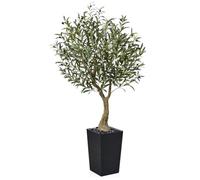 VeriNatural Artificial Olive Tree 150 cm - Tall Faux Plant with 1232 Silk Leaves, 55 Fruits, UV Resistant with Black Taper Planter - Large Artificial Plants for Indoors Outdoors Home Garden, VN137
